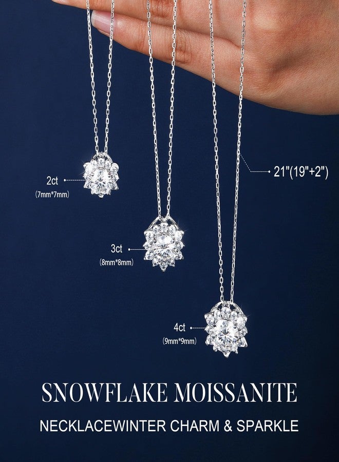 MOOSEA Moissanite Snowflake Necklaces for Women, 925 Sterling Silver Anniversary Birthday Gifts for Mom Her, Christmas Jewelry Gifts Snowflake Moissanite Pendant Necklace - Image 4